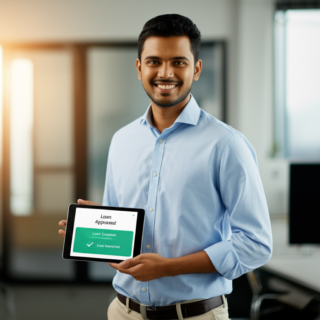 Indian Professional with Tablet Approval